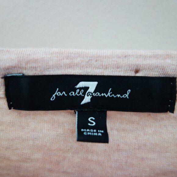 7 FOR ALL MANKIND Puff Sleeve Shirt - Heathered Pink- S EUC - Picture 7 of 8